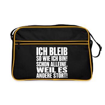 Lustig Ich bleibe so wie ich bin - Retro Tasche - Schwarz/Gold - Vorne
