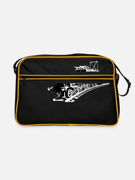Lokomotive "Krokodil" - Retro Tasche - Schwarz/Gold - Vorne