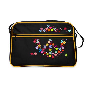 la paix le pouvoir des fleurs / flower power peace - Sac Retro - noir/or - Devant