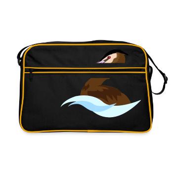 Haubentaucher Logo - Retro Tasche - Schwarz/Gold - Vorne