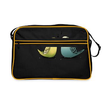 Wellensittiche - Retro Tasche - Schwarz/Gold - Vorne