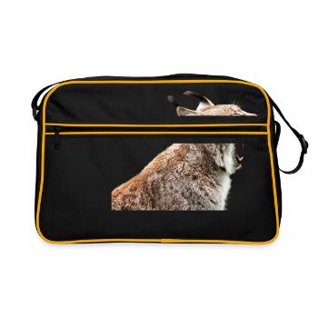 linx luchs cat katze - Retro Tasche - Schwarz/Gold - Vorne