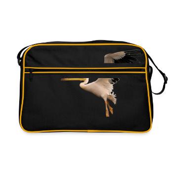 vogel1 oiseau Pélican Pélican - Sac Retro - noir/or - Devant
