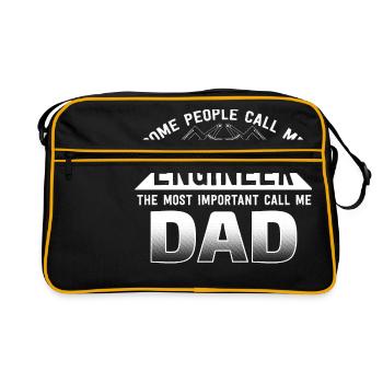 Ingénieur papa papa cadeau papa Noël - Sac Retro - noir/or - Devant