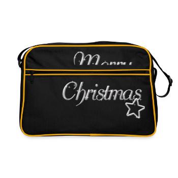 Motif Joyeux Noël police d'argent - Sac Retro - noir/or - Devant