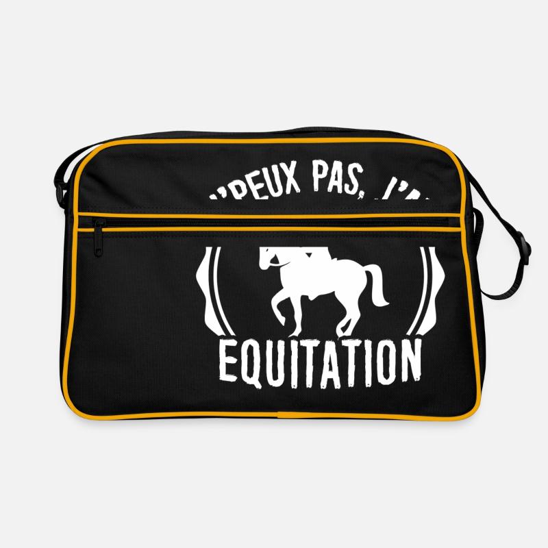 Tshirt Cheval - J'peux pas j'ai équitation - Sac Retro - noir/or