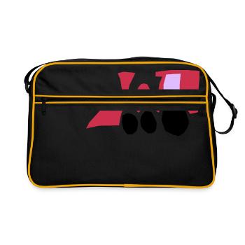 eisenbahn zug tram train railroad railway locomoti - Retro Tasche - Schwarz/Gold - Vorne