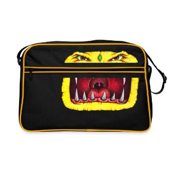Monster with teeth yellow - Retro Bag - black/gold - Front