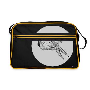 Flugsaurier Dino Dinosaurier Saurier - Retro Tasche - Schwarz/Gold - Vorne