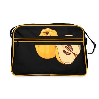 Coing Pomme poire pommes Poires Fruits à pépins - Sac Retro - noir/or - Devant