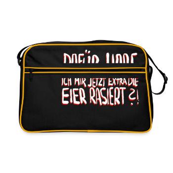 Dafür habe ich mir jetzt extra die Eier rasiert? - Retro Tasche - Schwarz/Gold - Vorne