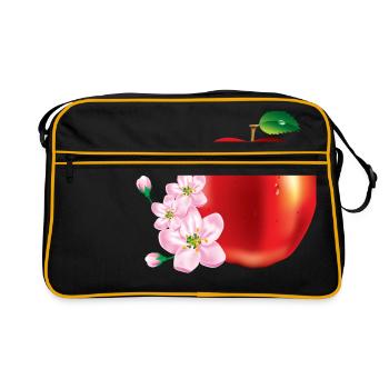 Apple avec la conception de la fleur de cerisier - Sac Retro - noir/or - Devant
