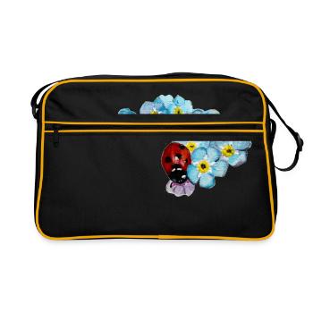 Ladybird & forget-me-not design by Jimkins - Retro Bag - black/gold - Front