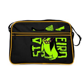 Stay Weird Gangster Pinguin - Retro Tasche - Schwarz/Gold - Vorne