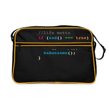 life motto code joke - Retro Bag - black/gold - Front