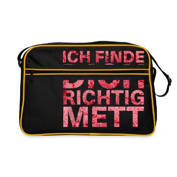Ich finde Dich richtig Mett - Retro Tasche - Schwarz/Gold - Vorne