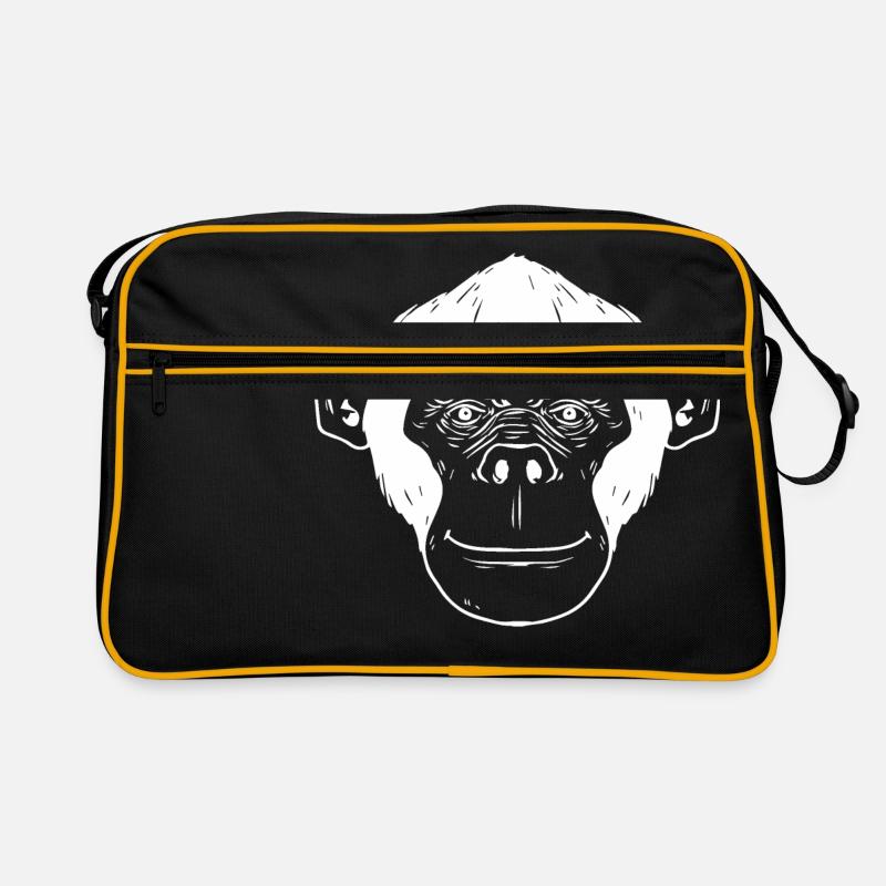 Affe Schimpanse Affengesicht Geschenk Affen - Retro Tasche - Schwarz/Gold