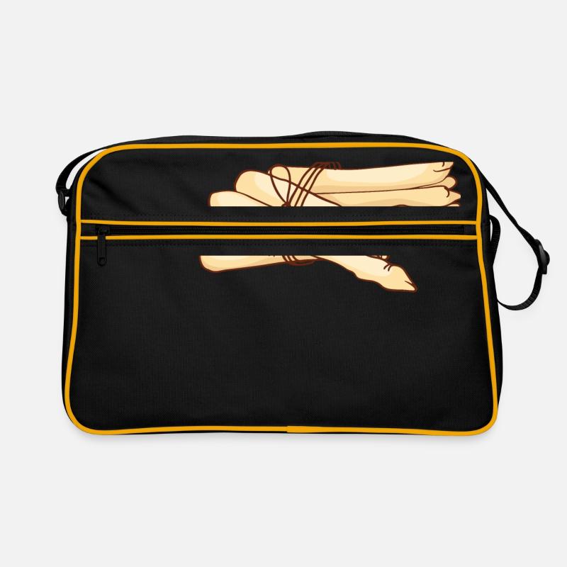 Gemüsespargel Gemeiner Spargel - Retro Tasche - Schwarz/Gold