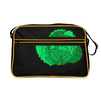 Wirsing Wirsingkohl Welschkohl Welschkraut Wirz - Retro Tasche - Schwarz/Gold - Vorne