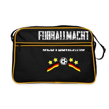 Deutschland, Fußballmacht, Fußball, Sport, Vintage - Retro Tasche - Schwarz/Gold - Vorne