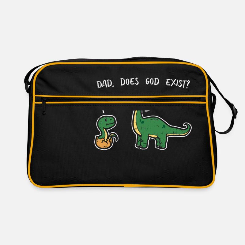 Atheist Dad Does God Exist? Not Yet Dinosaurier Retro Tasche