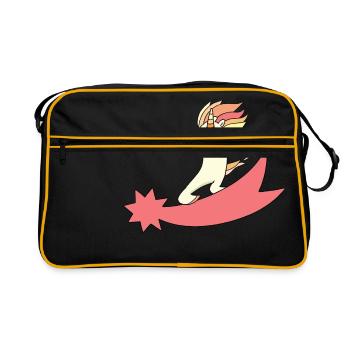 Einhorn Sternschnuppe Surfen - Retro Tasche - Schwarz/Gold - Vorne