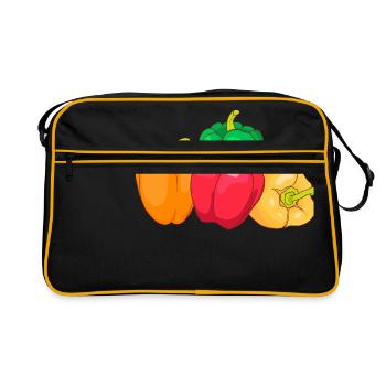Jaune vert vert Poivrons poivrons orange - Sac Retro - noir/or - Devant