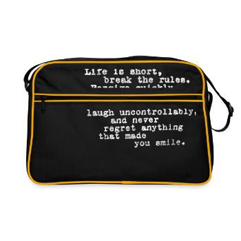 Life Is Short, Break The Rules, Forgive Quickly - Retro Bag - black/gold - Front