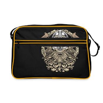 Viking head skull beard Valhalla Odin gift - Retro Bag - black/gold - Front