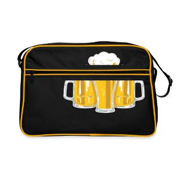 Bier Bierkrug Maßkrug Biergarten Bierglas Geschenk - Retro Tasche - Schwarz/Gold - Vorne