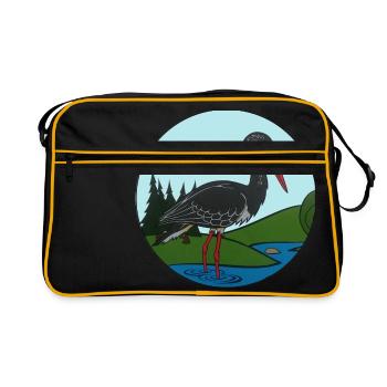 Cigogne noire en cercle - Sac Retro - noir/or - Devant