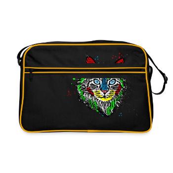 Color Cat | Pop Art | Katze Katzen Kätzchen Kater - Retro Tasche - Schwarz/Gold - Vorne