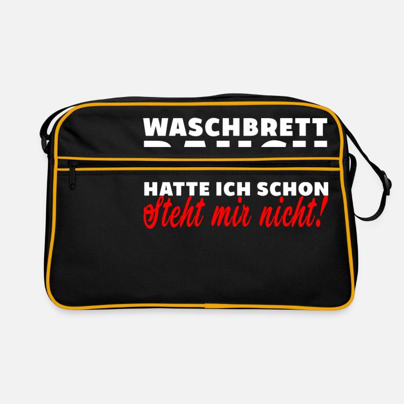 Waschbrettbauch steht mir nicht spruch lustig dick - Retro Tasche - Schwarz/Gold