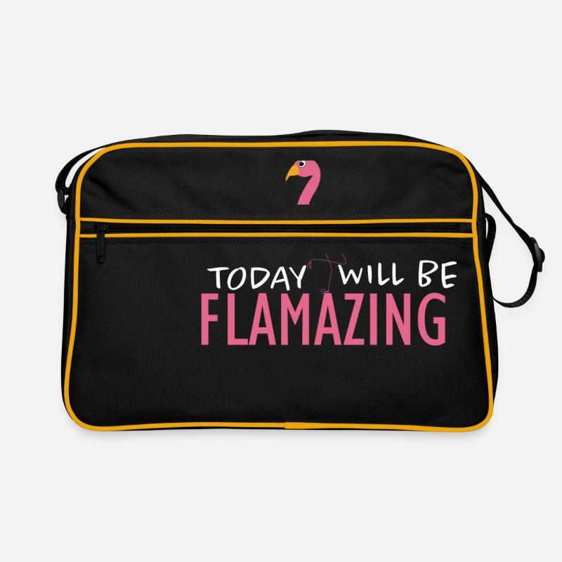 Flamingo - Retro Tasche - Schwarz/Gold