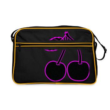 Neon Cherry Pink, subtle or present - Retro Bag - black/gold - Front