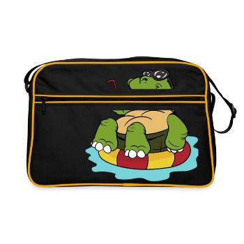 Tortues tortues d'été reptiles - Sac Retro - noir/or - Devant
