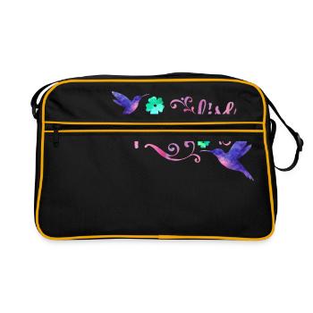 Paradise Watercolor - Retro Tasche - Schwarz/Gold - Vorne