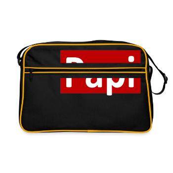 Papi Geschenk idee - Retro Tasche - Schwarz/Gold - Vorne