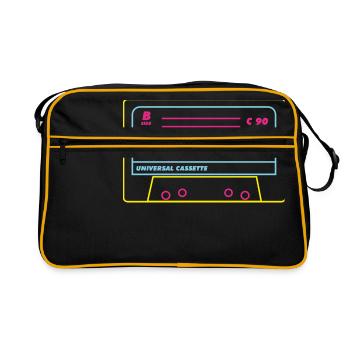 Cassette Audio 80s / Neon - Retro Bag - black/gold - Front