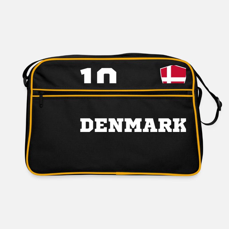 DÄNEMARK Team Mannschaft - Retro Tasche - Schwarz/Gold