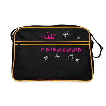 Vollzeit Prinzessin - Retro Tasche - Schwarz/Gold - Vorne