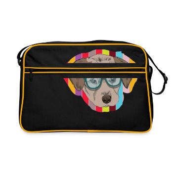 Chien de nerd comme un hipster avec des lunettes - Sac Retro - noir/or - Devant