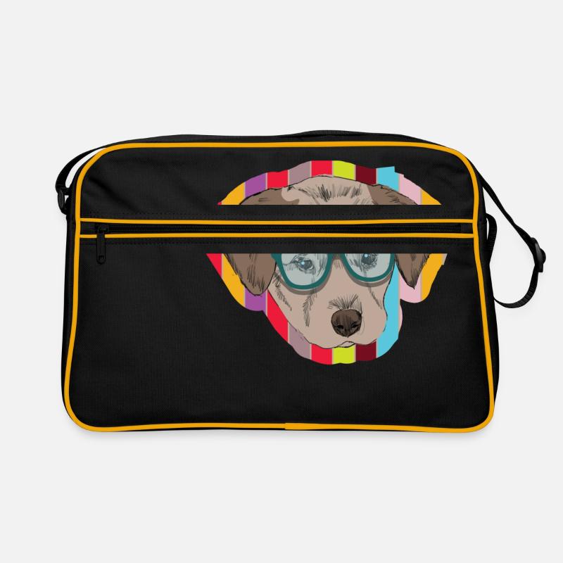 Nerd dog as a hipster with glasses Retro Bag