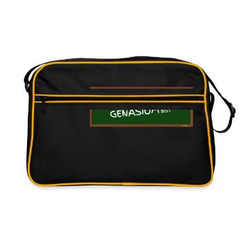 GENASIUM - Gymnasium falsch geschrieben ABIfeier - Retro Tasche - Schwarz/Gold - Vorne