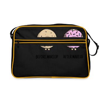 süße Make-Up Donuts Geschenk - Retro Tasche - Schwarz/Gold - Vorne