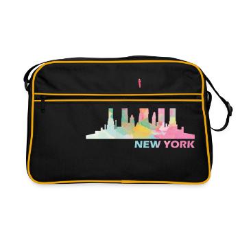 New York - Retro Tasche - Schwarz/Gold - Vorne