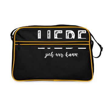 Liebe sich wer kann! - Retro Tasche - Schwarz/Gold - Vorne