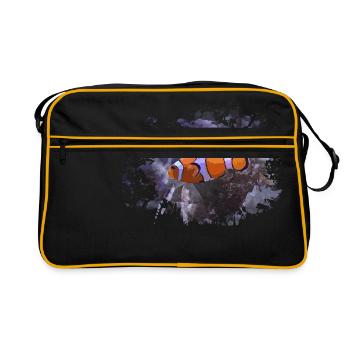 Fisch Clownfisch - Retro Tasche - Schwarz/Gold - Vorne
