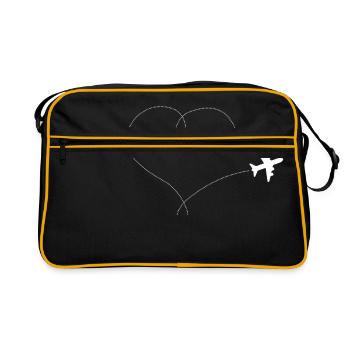 Cadeau de voyage de pilote d'aviateur d'avion de coeur - Sac Retro - noir/or - Devant
