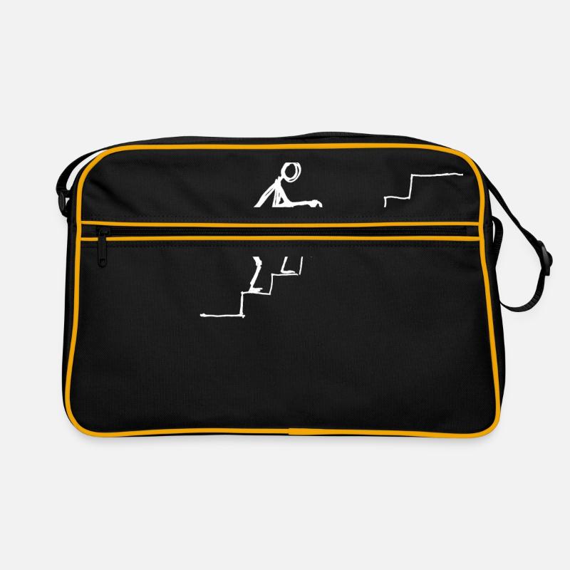 strichmaennchen senior auf treppe - Retro Tasche - Schwarz/Gold